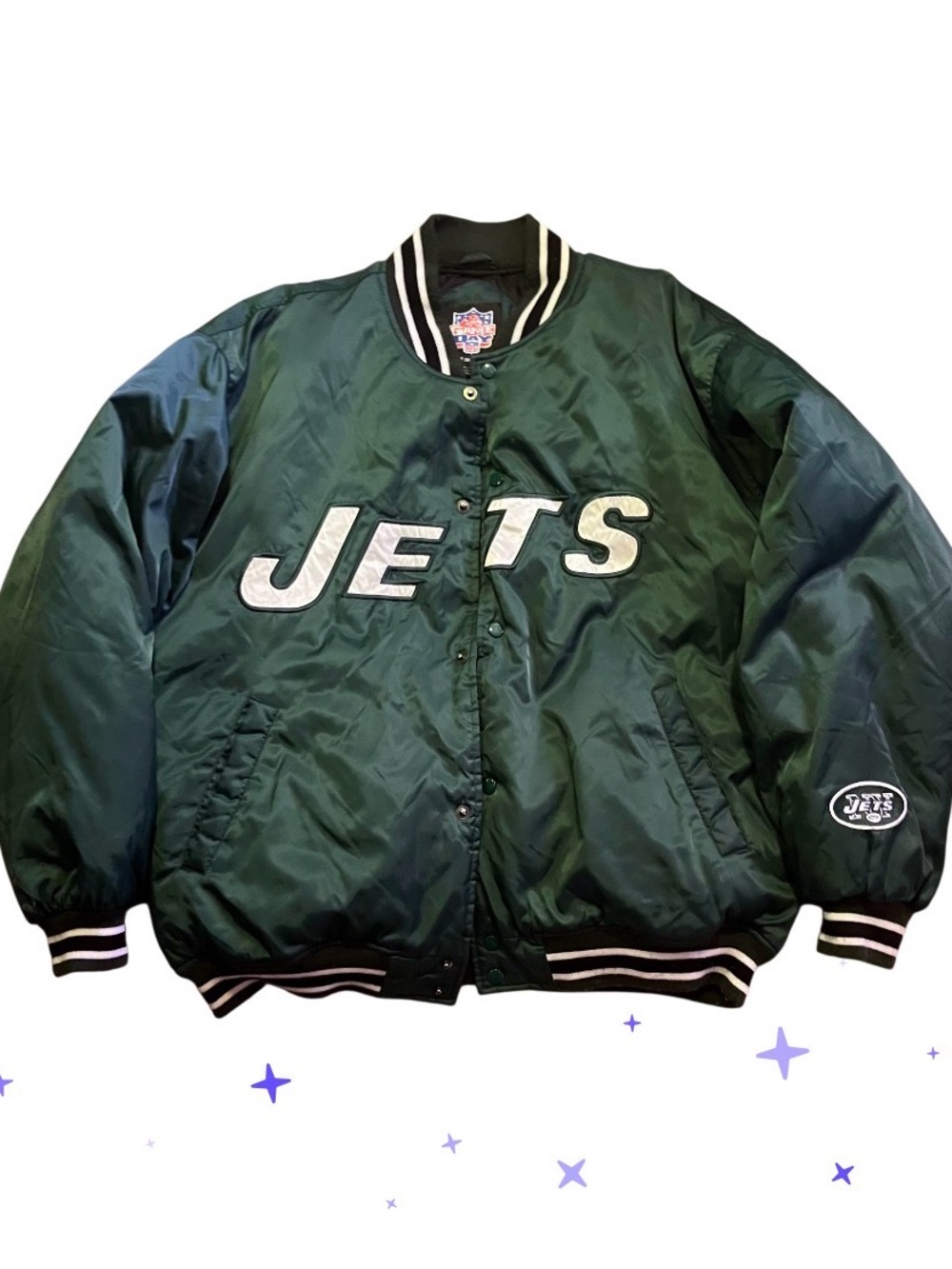 VTG NFL game day turbo zone embroidered double lined puffer coat NEW YORK JETS